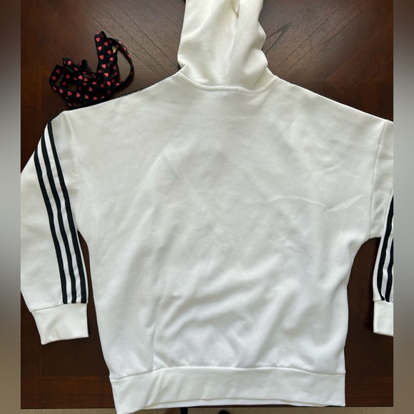 Adidas Women's White Hoodie with Black Stripes size S - Picture 6 of 6
